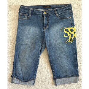 Y2K Southpole Capri Embroidered Gold Bling 90s Hip‎ Hop Stretch Roll Up
